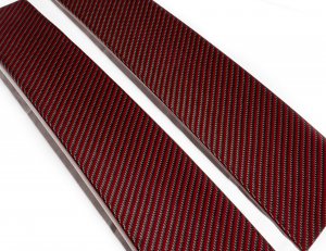 Alfa Romeo Giulia Exterior Door Pillars - Carbon Fiber - Red - Feroce Carbon